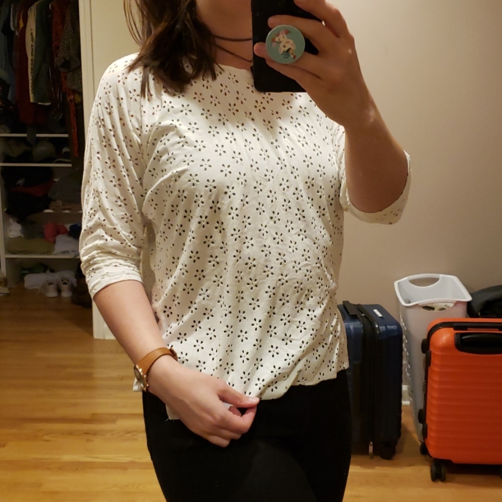 Floral cutout white top forever 21